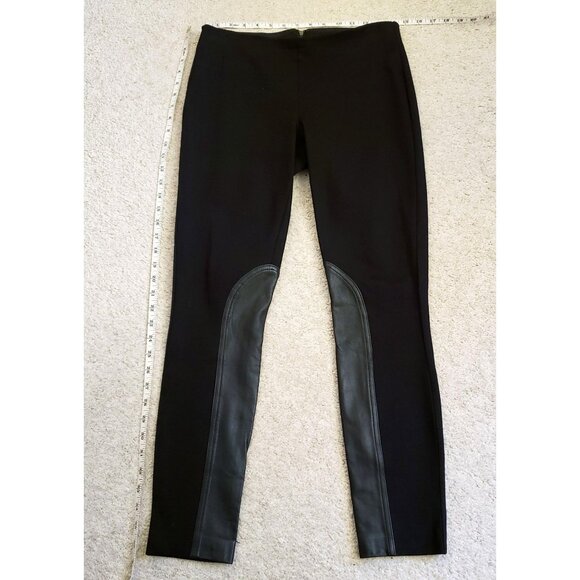 J. Crew Black Viscose Blend Leggings with Genuine Leather Trim Size 6 EUC - Picture 6 of 10